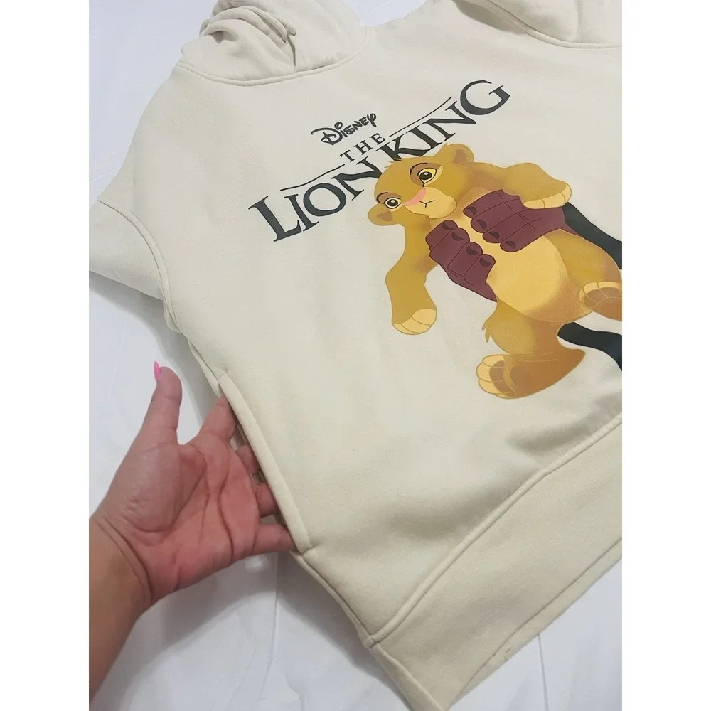 Disney The Lion King Simba Graphic Print Beige Hoodie Pockets Unisex XL‎ 14/16